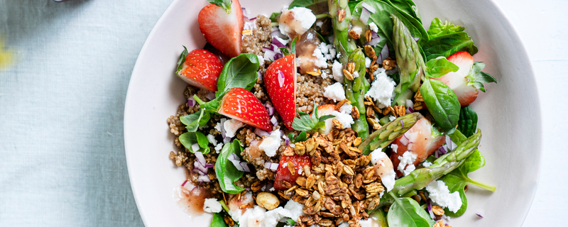 Salade van quinoa met Fiordifrutta Aardbeien Rigoni di asiago