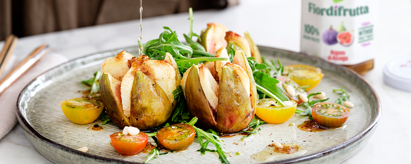 Salade van gegrilde geitenkaas met verse vijgen Rigoni di asiago