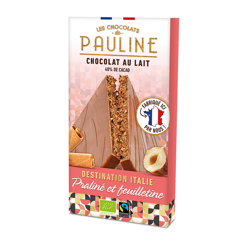 Melkchocoladereep gevuld met praliné en krokante wafelstukjes - Rigoni di Asiago